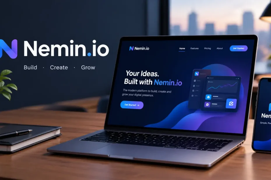 What Is Nemin.io and How Can It Simplify Your Digital Workflow? 17 Nemin.io digital platform featured image showing a laptop and smartphone with a modern website interface.