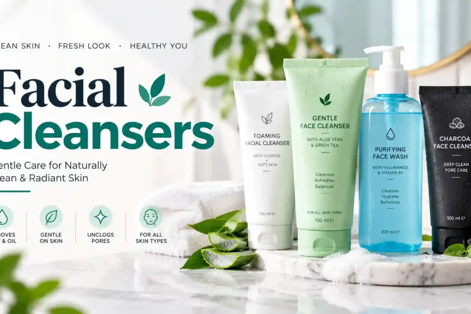 Facial cleansers collection – gentle foaming, aloe vera green tea, purifying niacinamide face wash & charcoal pore care for clean radiant skin