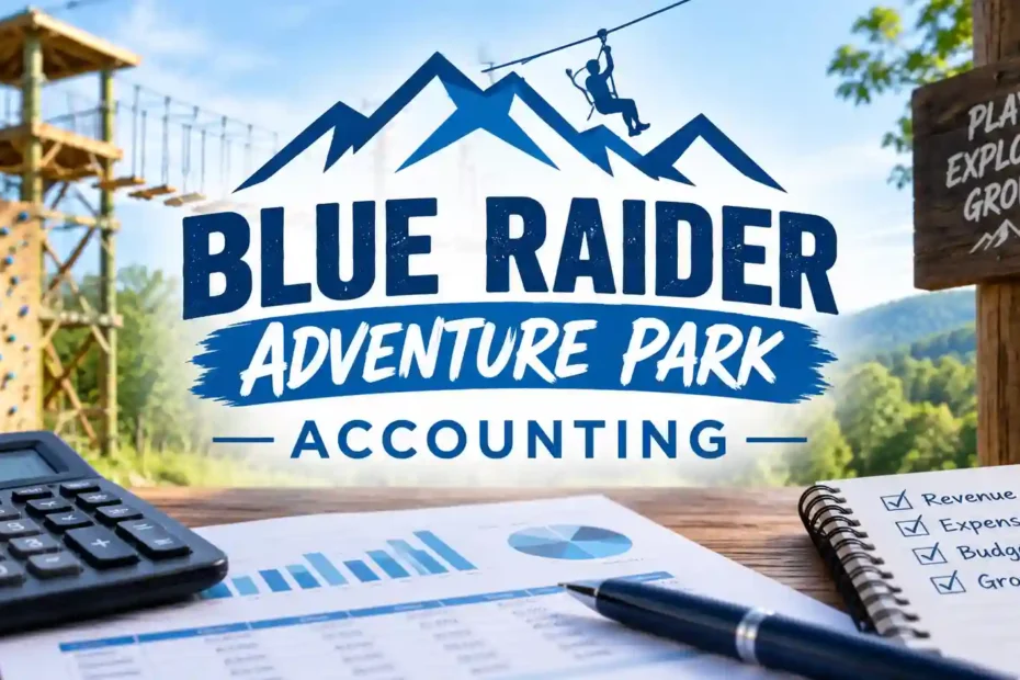 Blue Raider Adventure Park Accounting with financial charts and calculator